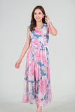 Sirene Maxi Dress - Pink Blue Floral