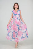 Sirene Maxi Dress - Pink Blue Floral
