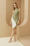 (Made to Order) Sophia Dress Olive/Cream ( จัดส่งภายในประมาณ 10-14 วัน)