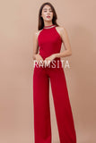 (Made to order) Puvarina Jumpsuit Burgundy (จัดส่งภายใน 10-14 วัน)